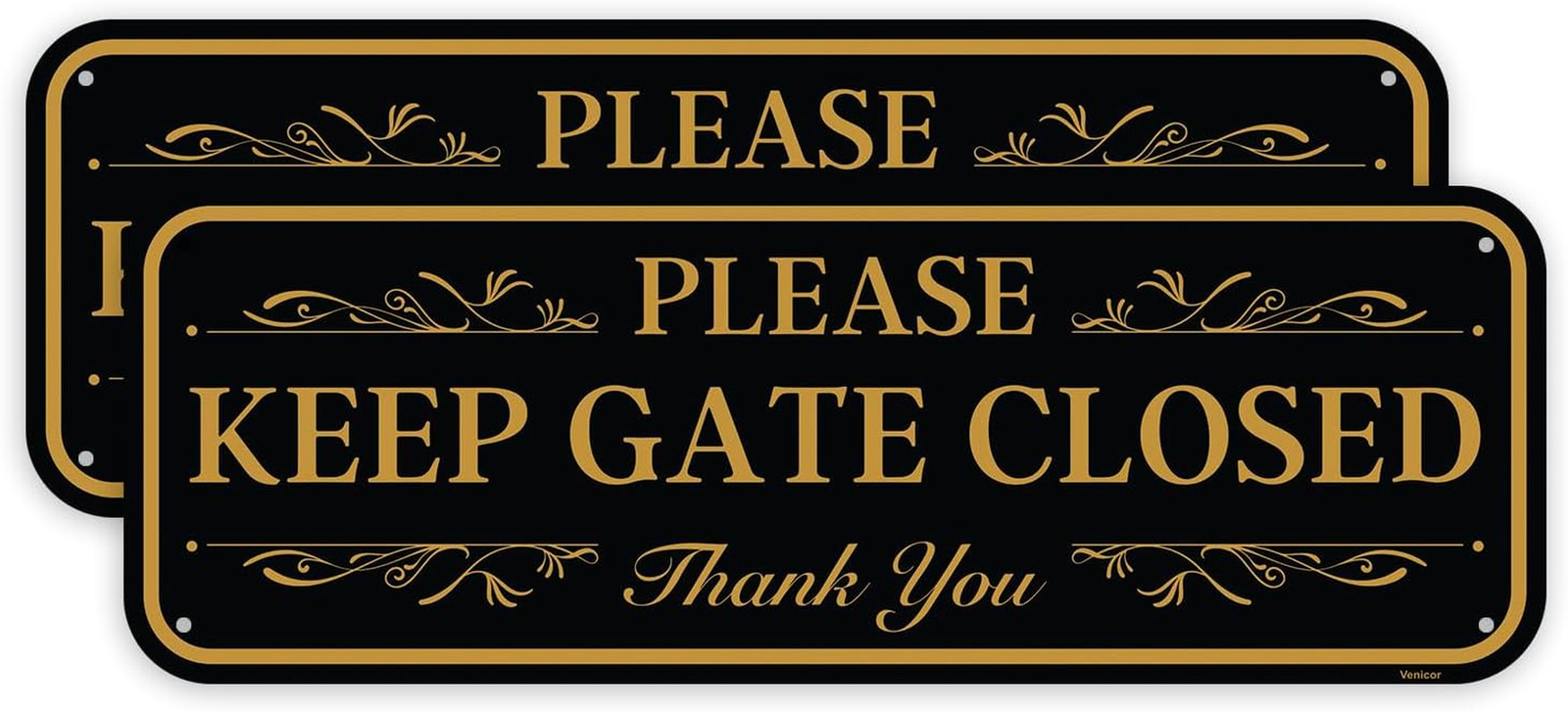 2PC Please Keep Gate Closed Sign, 10 x 3.5 Inches – Aluminum – Dog Please Close