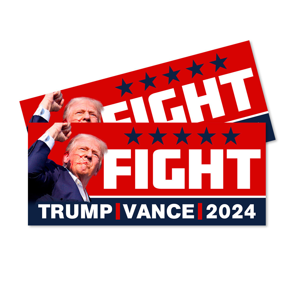 Fight – Trump Vance 2024 Car Decals 2 Pack Removable Bumper Stickers (9×4 inches