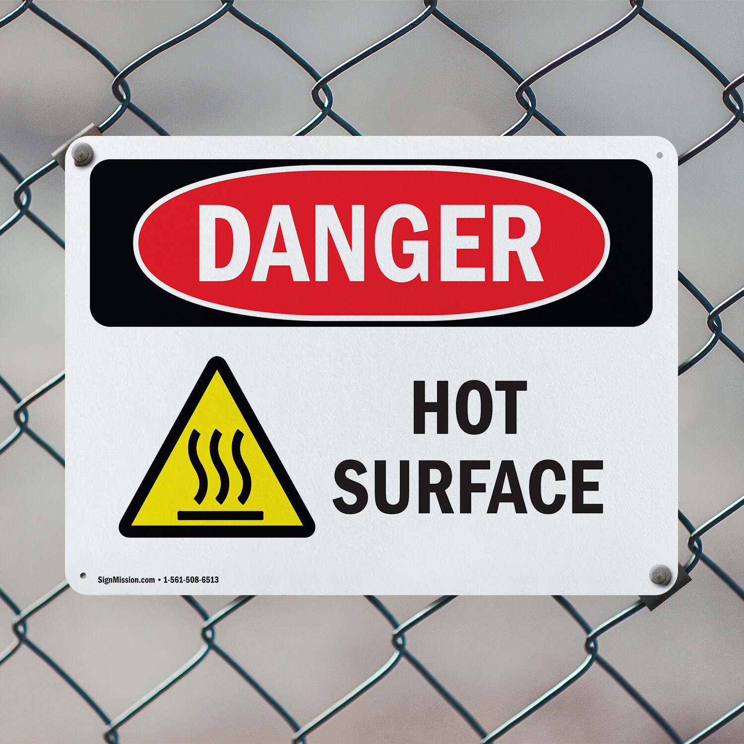 (2 Pack) Hot Surface OSHA Danger Sign Decal Metal Plastic