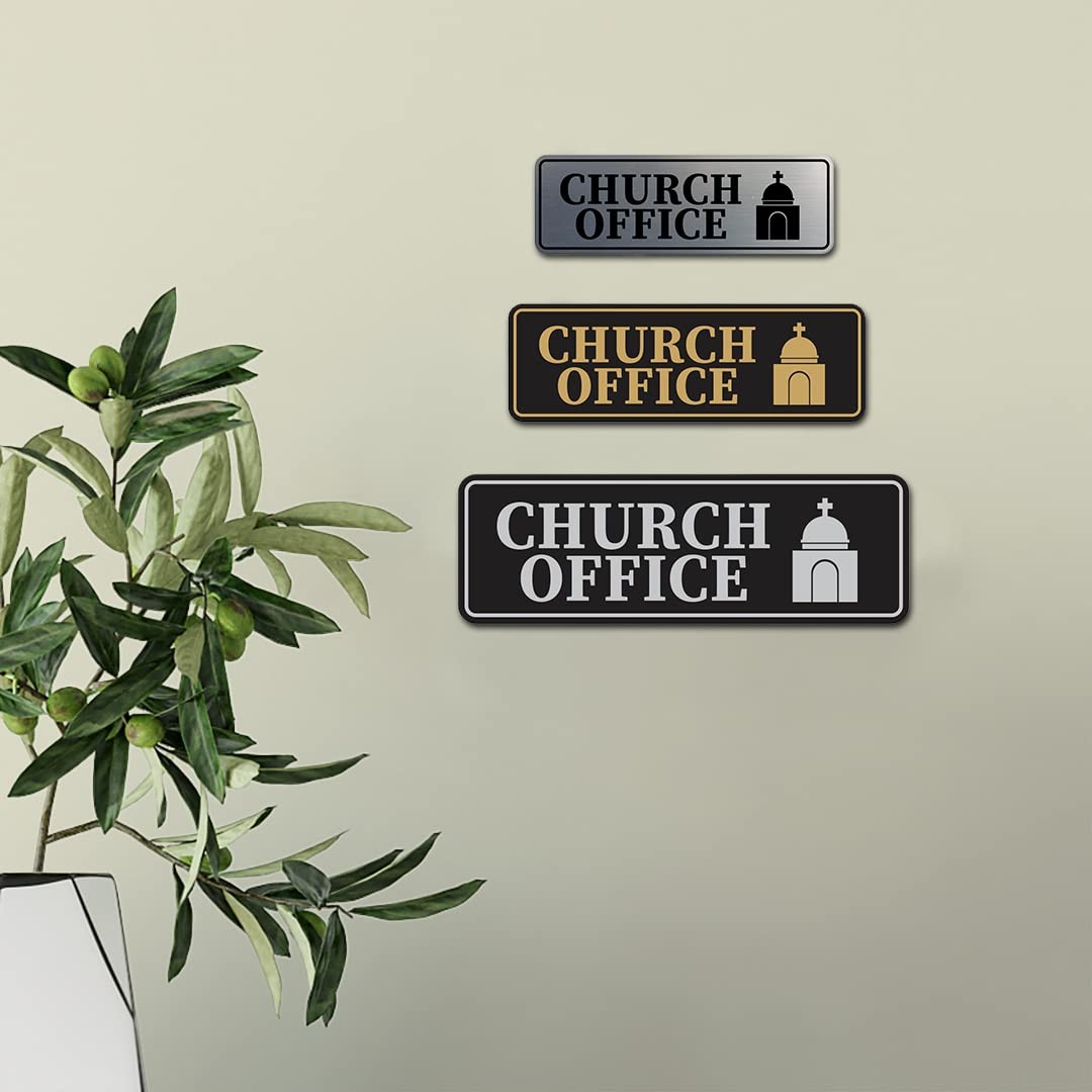 Standard Church Office Sign, Ivory/Dark Brown, Large, Door, Wall, Plaque