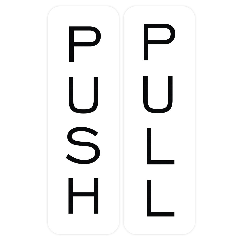 Basic Vertical Push Pull Door Sign White – Small
