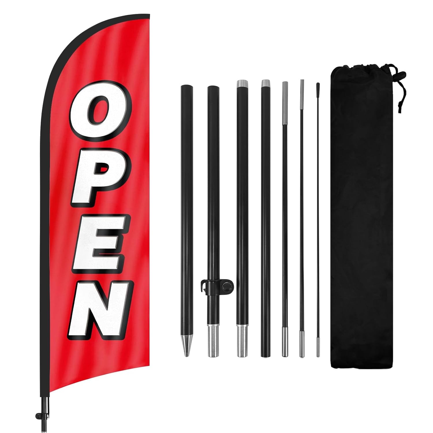 8ft Feather Flag for Business with Flag Pole and Ground Stake Advertising Sign