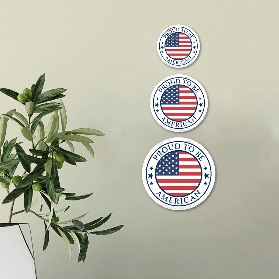 Circle Plus Proud To Be an American Wall or Door Sign