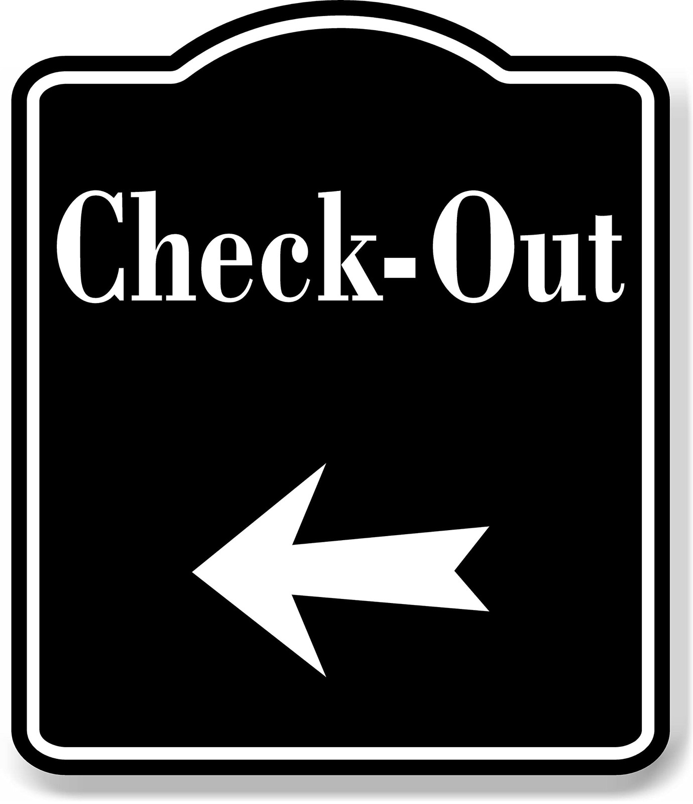 CheckOut Left Arrow Black Aluminum Composite Sign 8.5×10 Inch 1 PCS