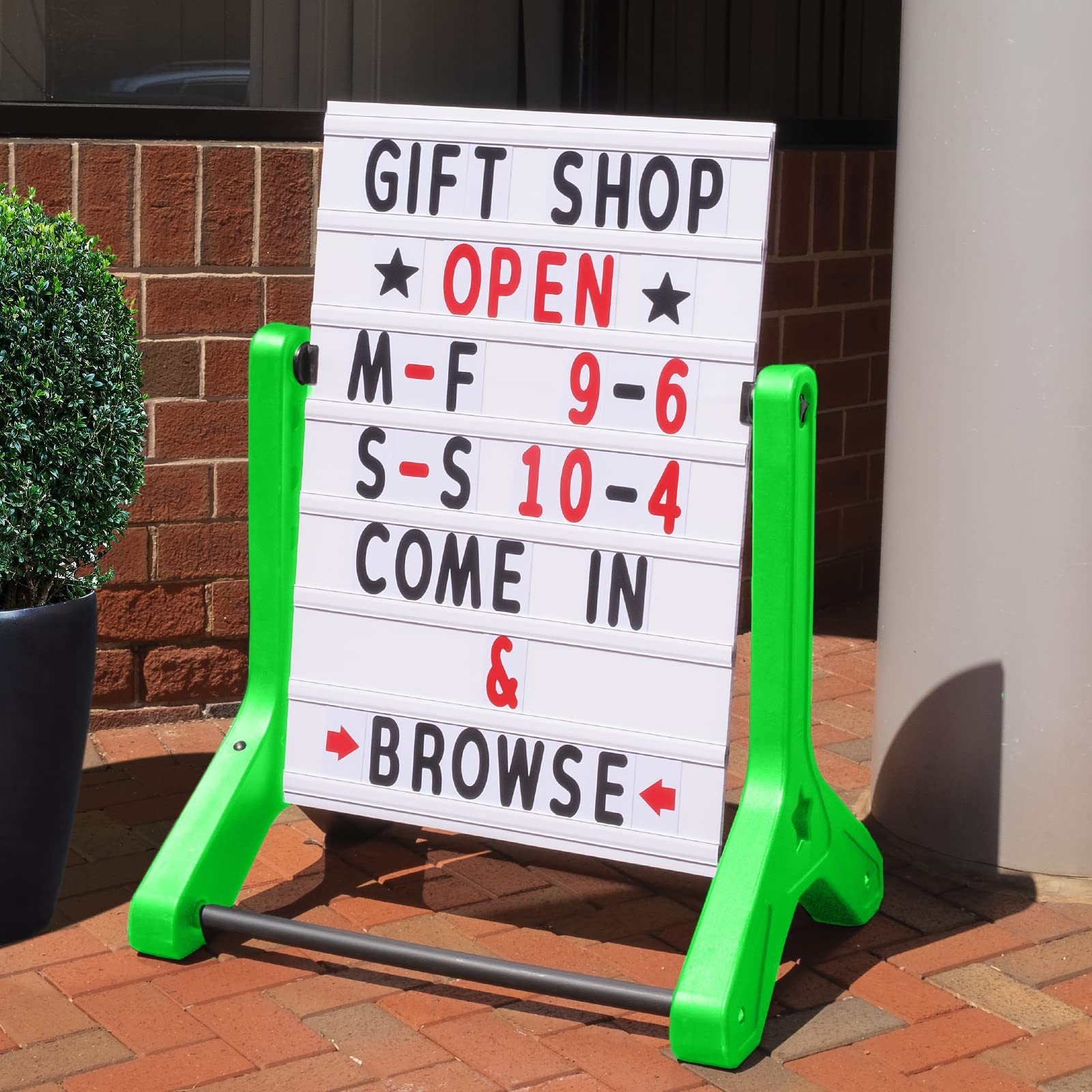Swinging Changeable Message Sidewalk Sign: 24″ x 36″ Sign with 792 Pre-Cut Do…