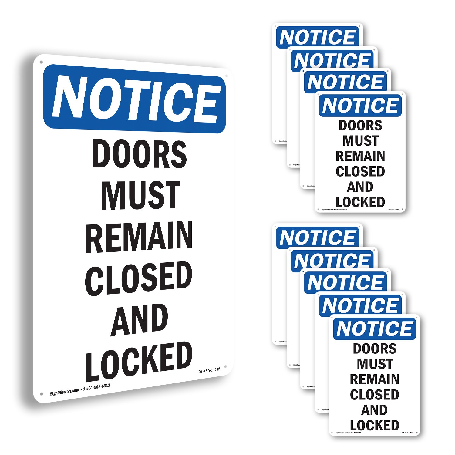 Doors Must Remain Closed And Locked OSHA Notice Sign Or Decal – 5 or 10 Pack