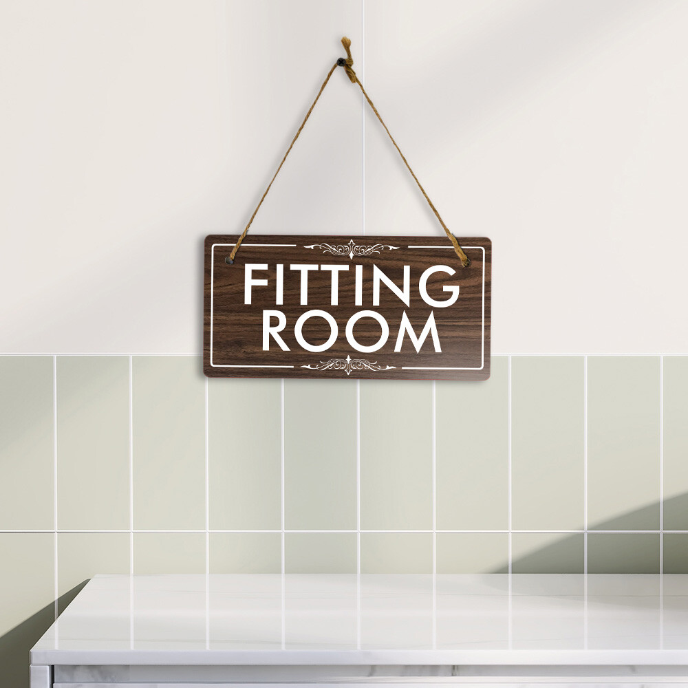 Fitting Room 5×10 Hanging Plus Wall or Door Sign | Rustic Twine