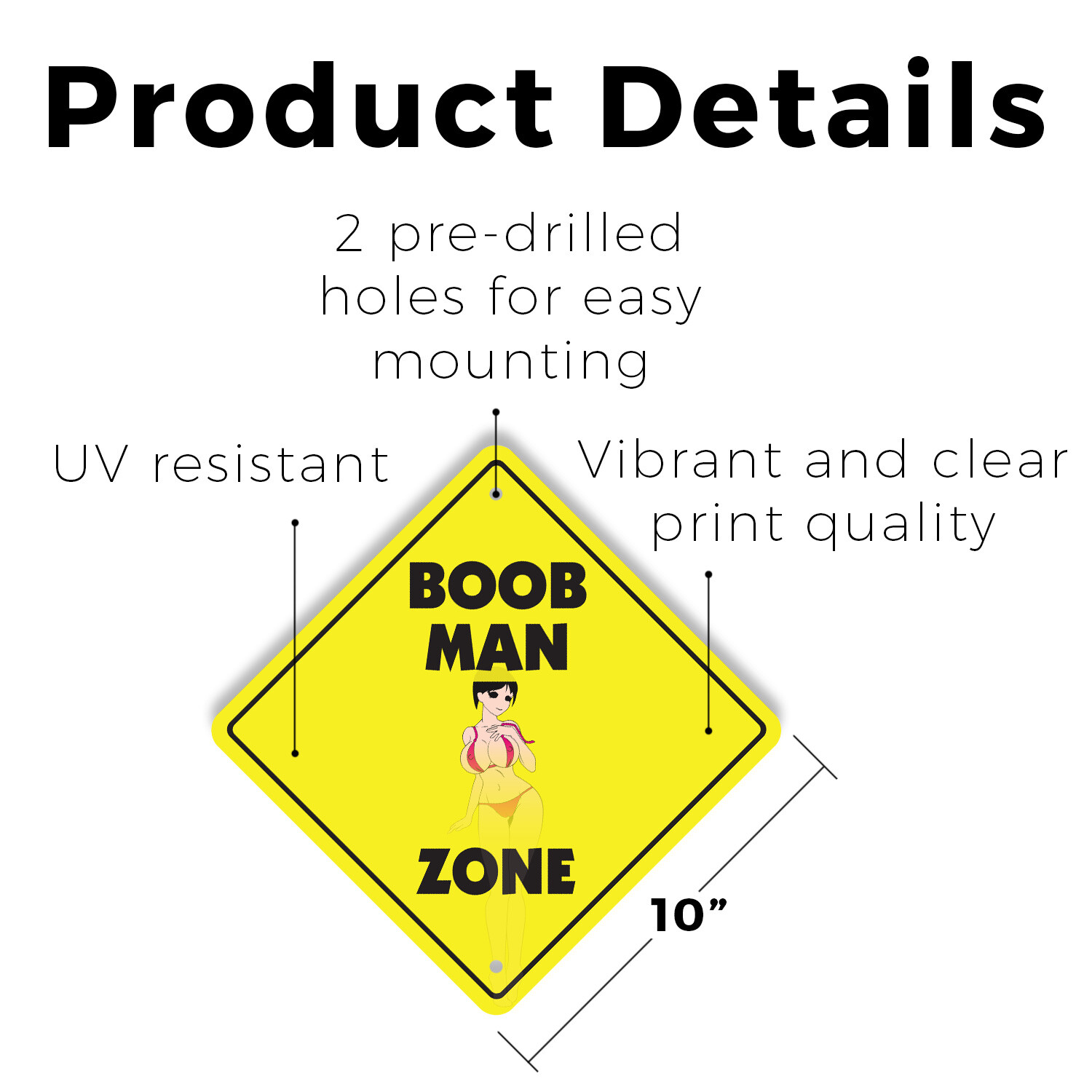 Boob Man (3 Pack) Plastic Street Sign Crossing Warning Vintage Rustic Beware