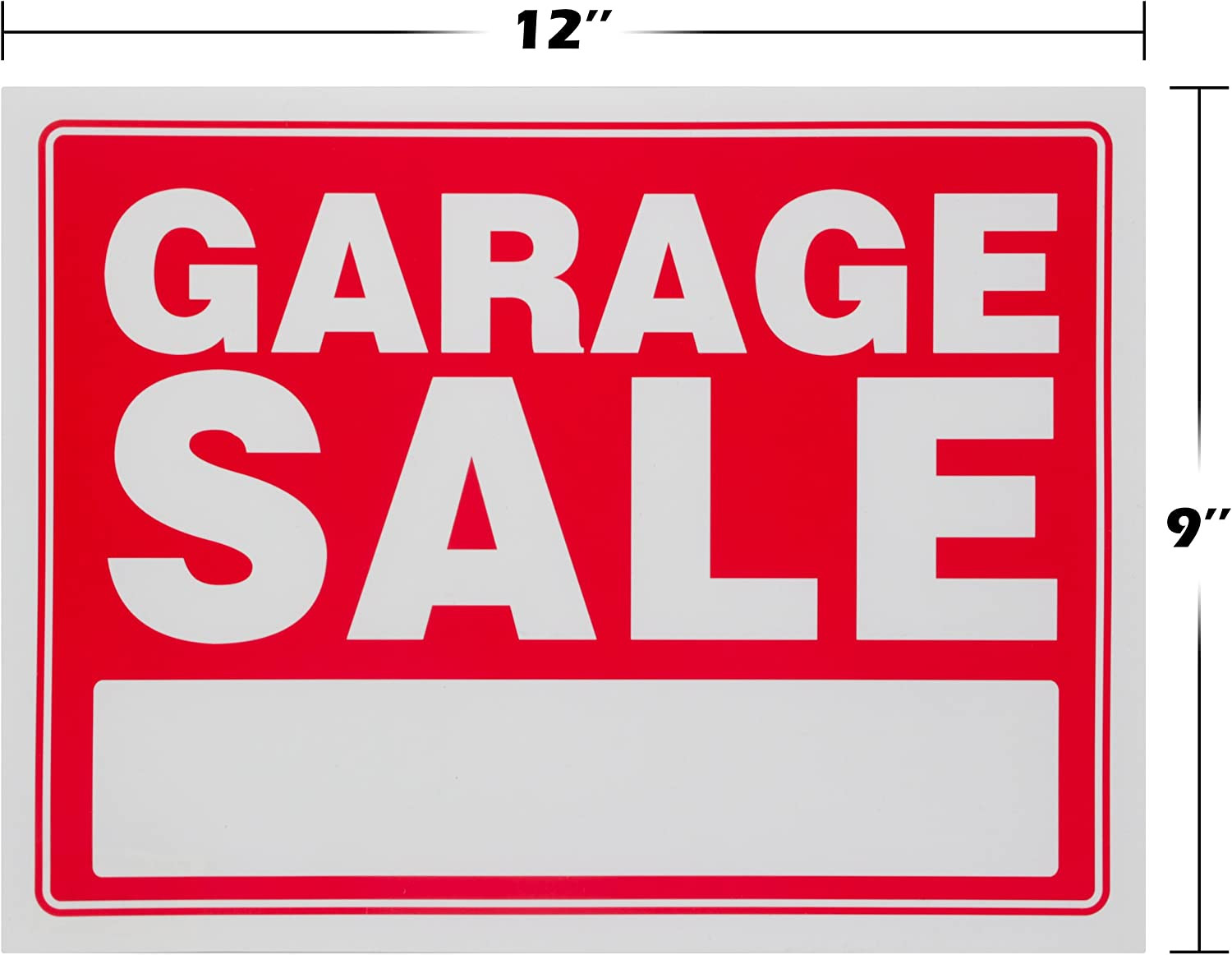 GARAGE SALE Sign Red Yard Sales Street Signs by Ram-Pro – 9 X 12 Inch Plastic B