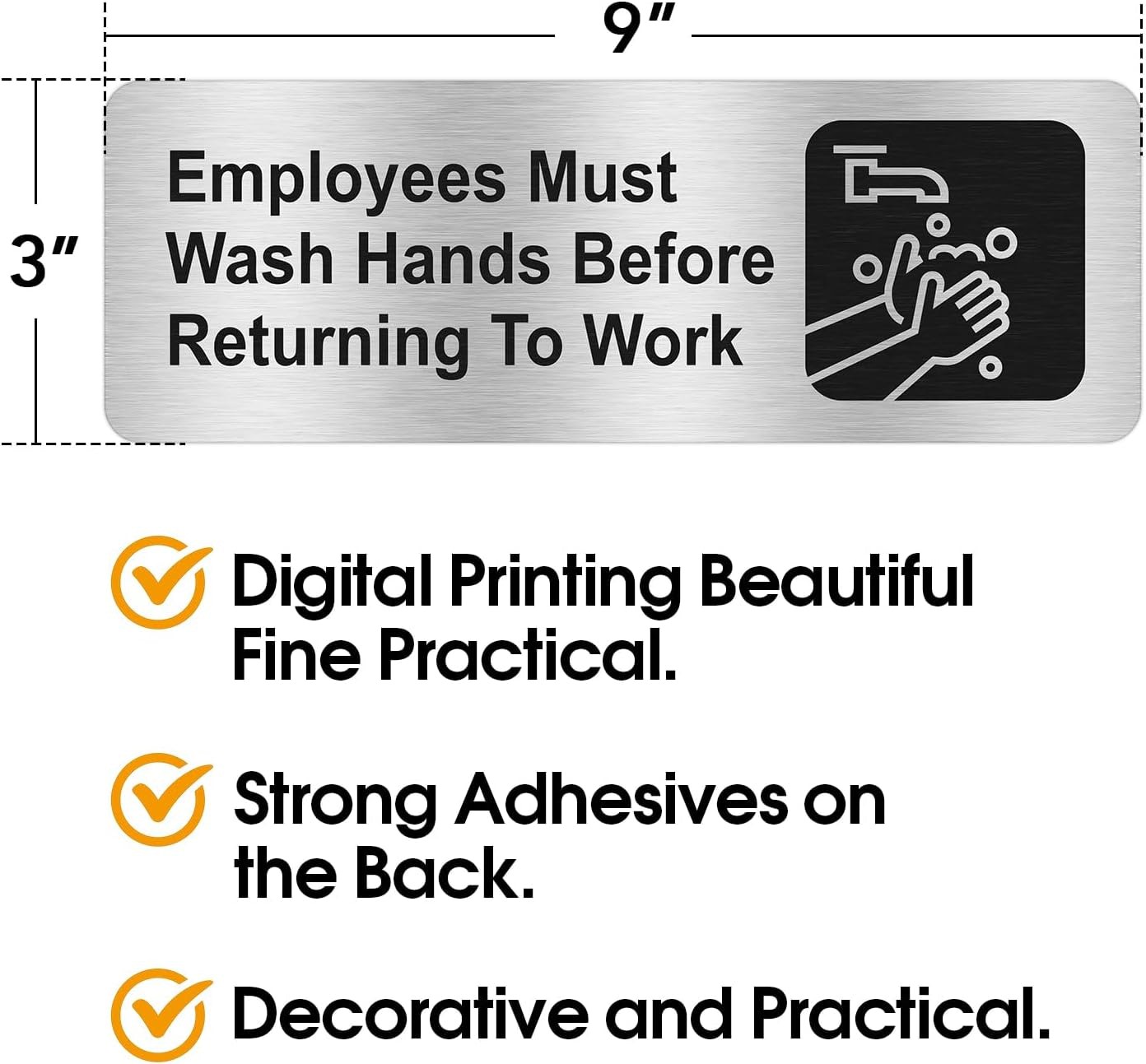 Faittoo Employees Must Wash Hands Before Returning to Work Sign, (4 Pack) Rus…