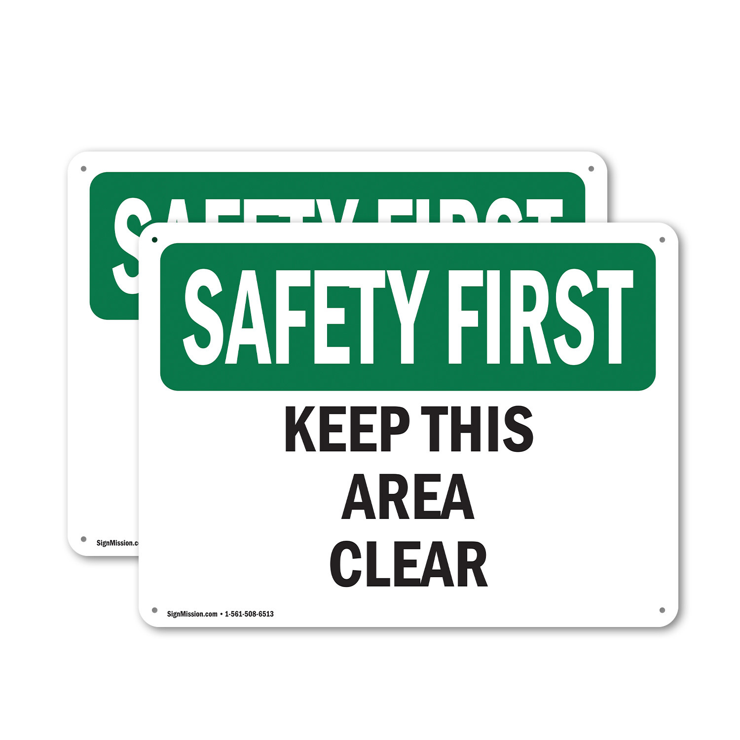 (2 Pack) Keep This Area Clear OSHA Safety First Sign Decal Metal Plastic