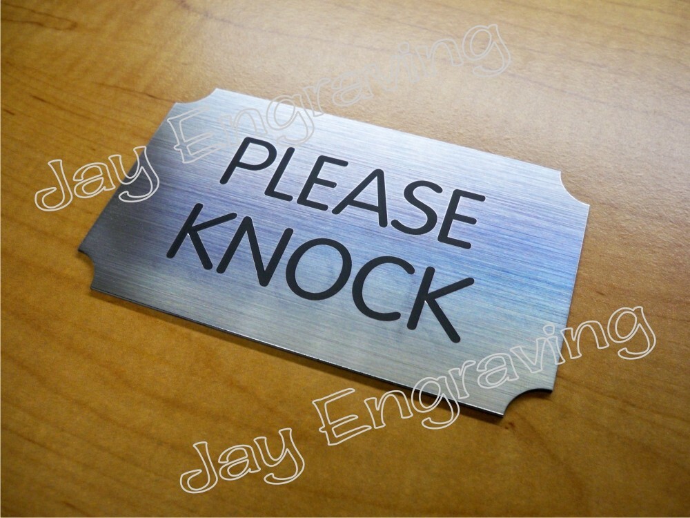 Custom Engraved 3×5 in. Brushed Silver Wall Door Sign / Small Business Plaque