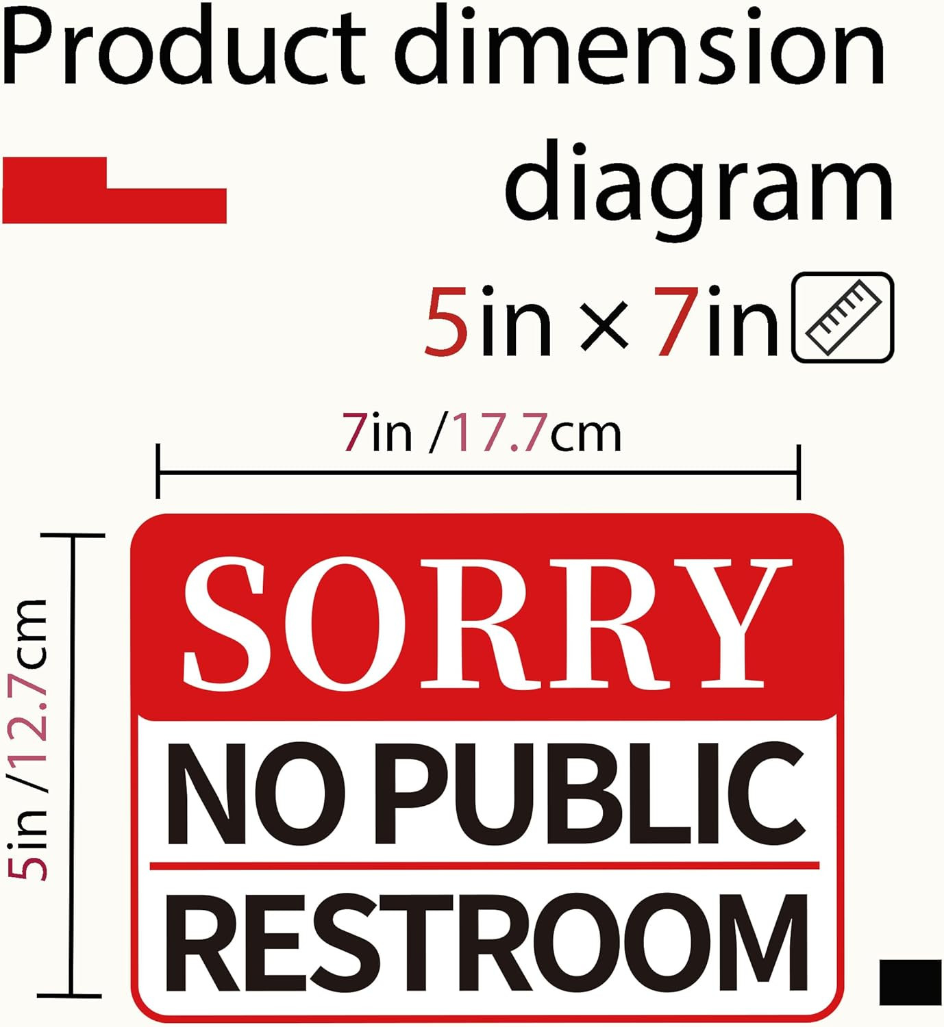 2 PCS Sorry No Public Restroom Signs Self Adhesive Weatherproof UV Protected