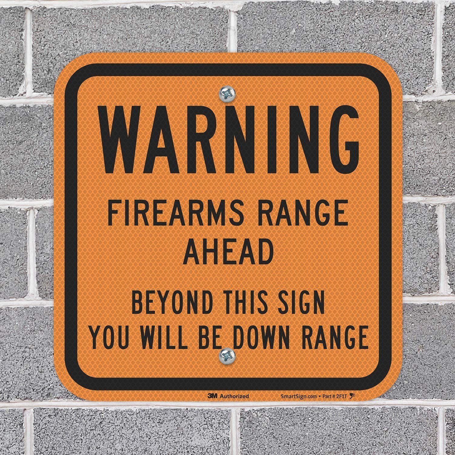 Warning Firearms Range Ahead Sign – 12×12 Fluorescent Reflective Aluminum Safety