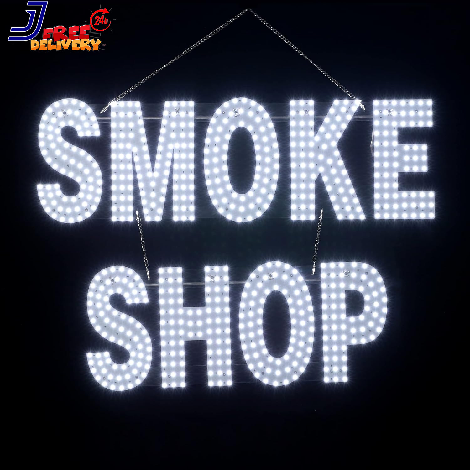 30″x20″ LED Smoke Shop Sign Bright White High Visibility for Retail Display