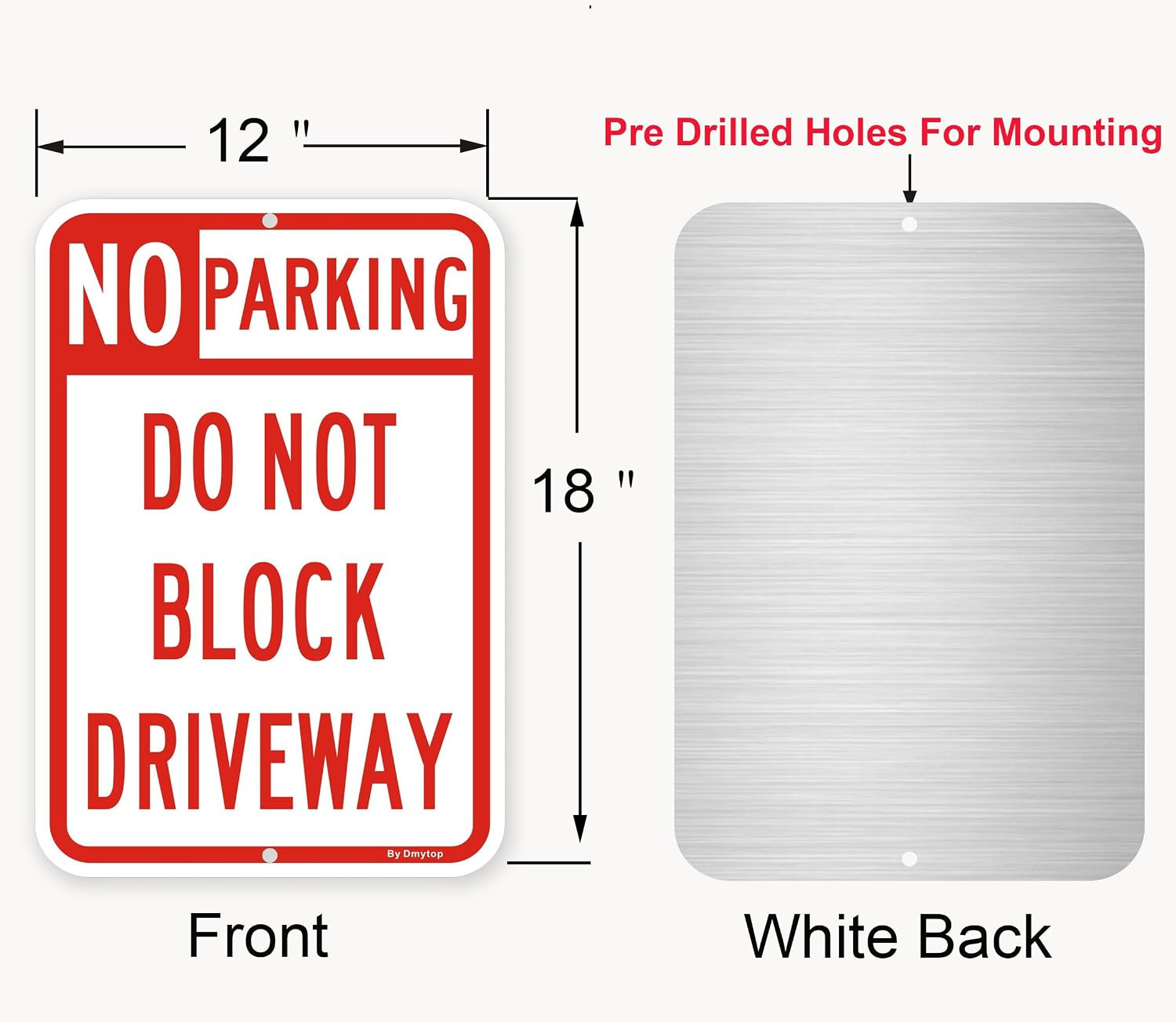 2 Pack Large No Parking Sign Do Not Block Driveway Sign, 18 X 12 Inches Rust Fre