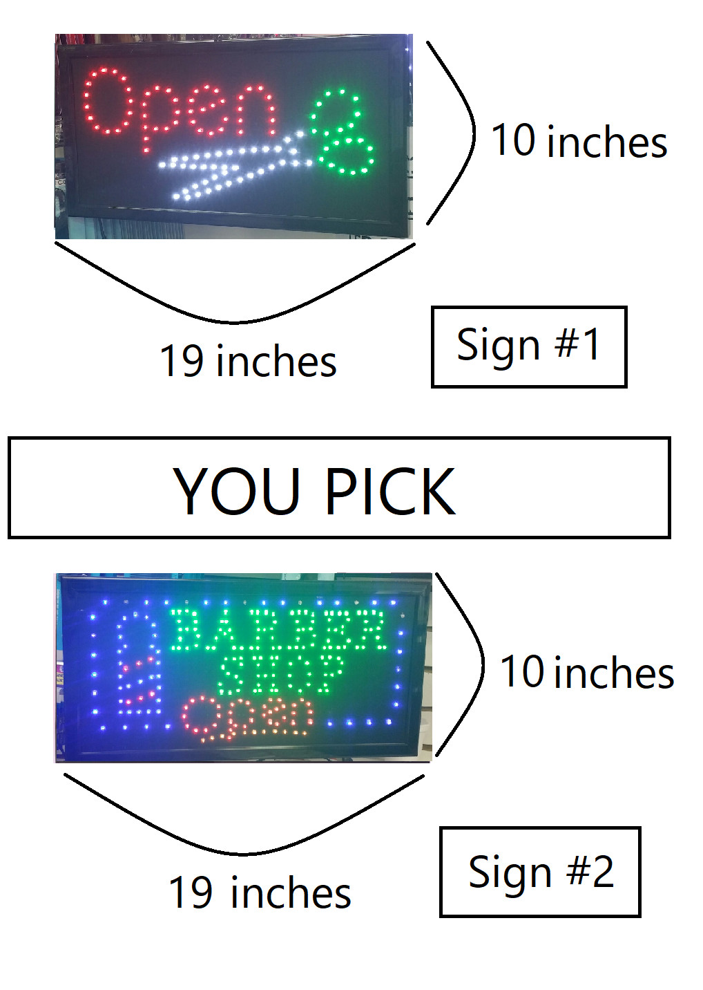 LED Business Barber Shop Open SIGN ( 19 inchs x 10 inches ) – YOU PICK !!
