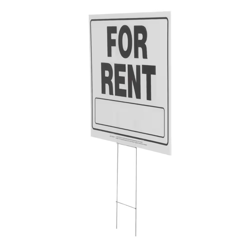 20 In. X 24 In. Corrugated Plastic for Rent Yard Sign and Holder