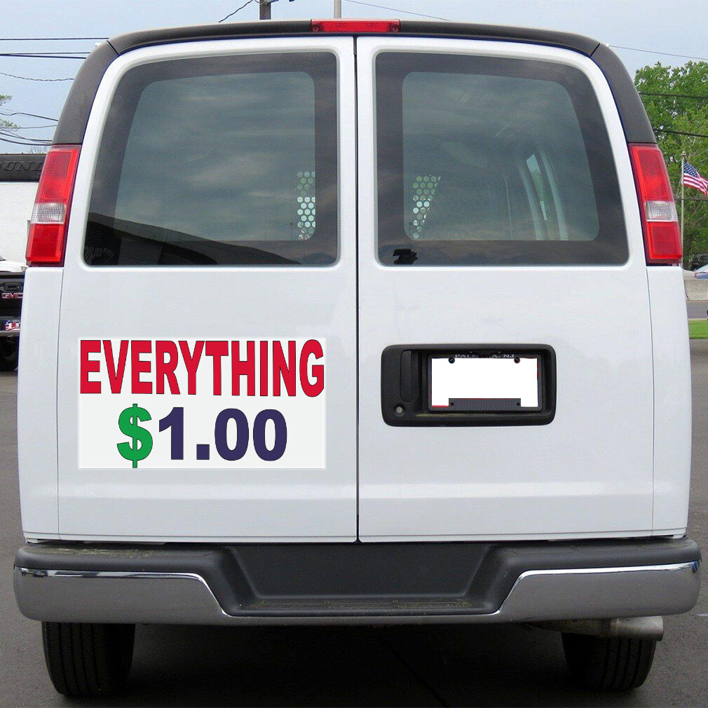 Car Magnet Set of 2 Everything $1.00 Red Blue Car Advertising Industrial Sign