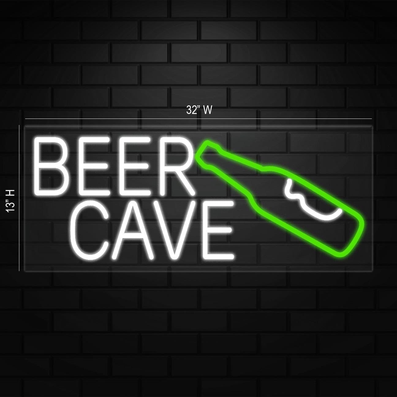 Beer Cave Sign for Business Displays | LED Flex Neon | 32″W x 13″H x 1″D