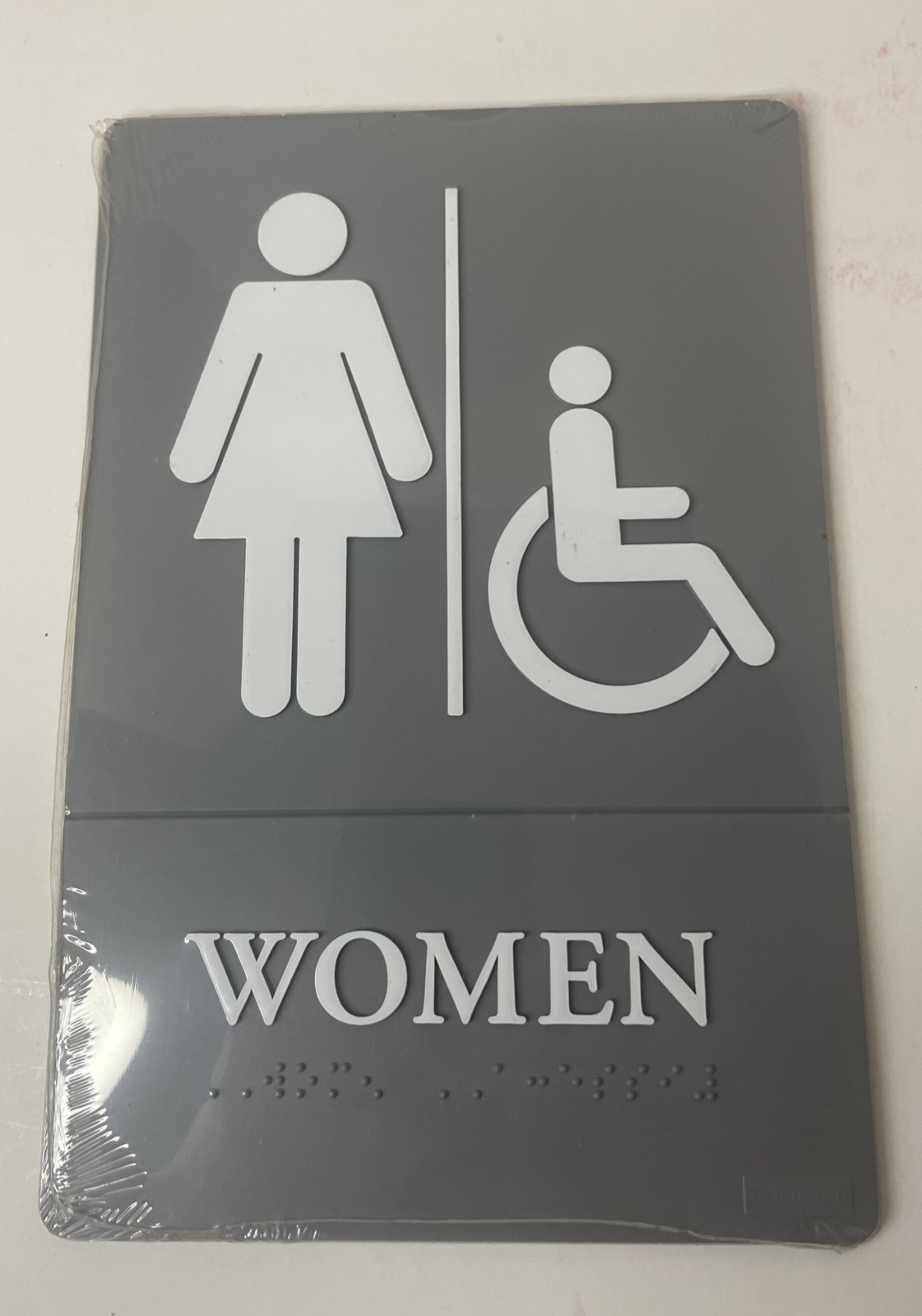 New Quarter ADA Signs WOMEN’S Restroom Handicap Wheelchair Accessible Gray/Grey