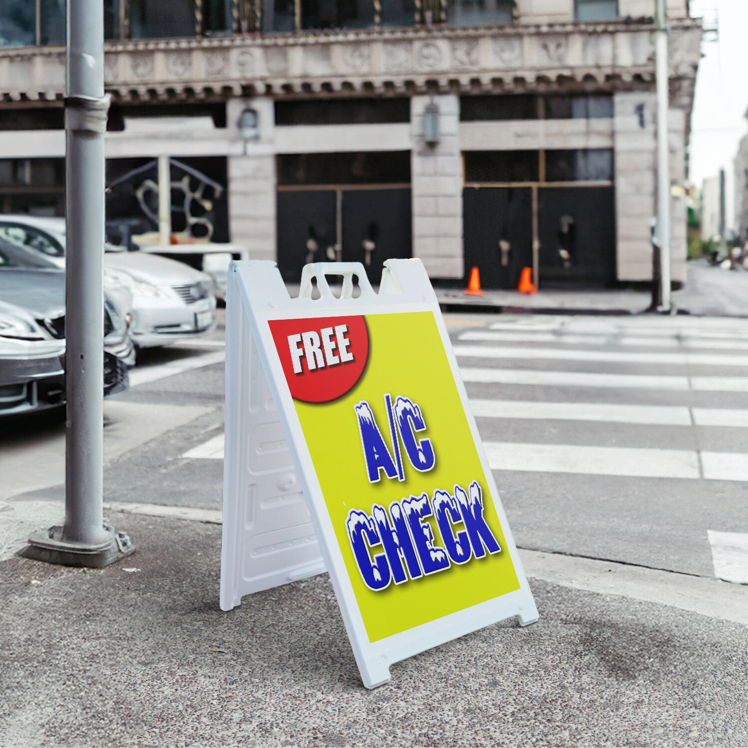 A-frame Sidewalk Free Ac Check 24″ x 36″ Double Sided A-Frame Sidewalk Sign