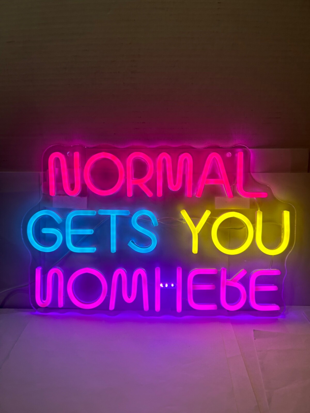 NEON SIGN HUMOR NORMAL GETS YOU NOWHERE 16” WIDE BY 10” TALL NEON SIGN