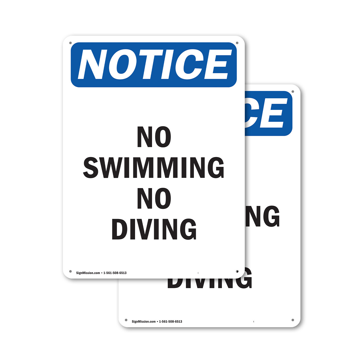 (2 Pack) No Swimming No Diving OSHA Notice Sign Decal Metal Plastic