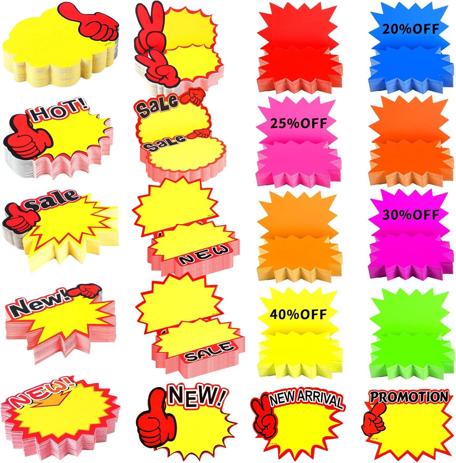 1000 Pieces Burst Signs Fluorescent Signs Blank Star Shape Retail Sale Tags Burs