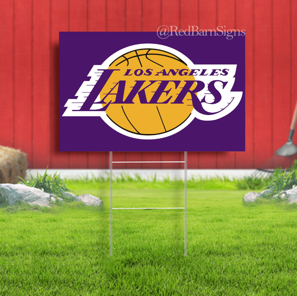 Los Angeles Lakers Major League Sports Indoor Outdoor Yard Sign with metal stake