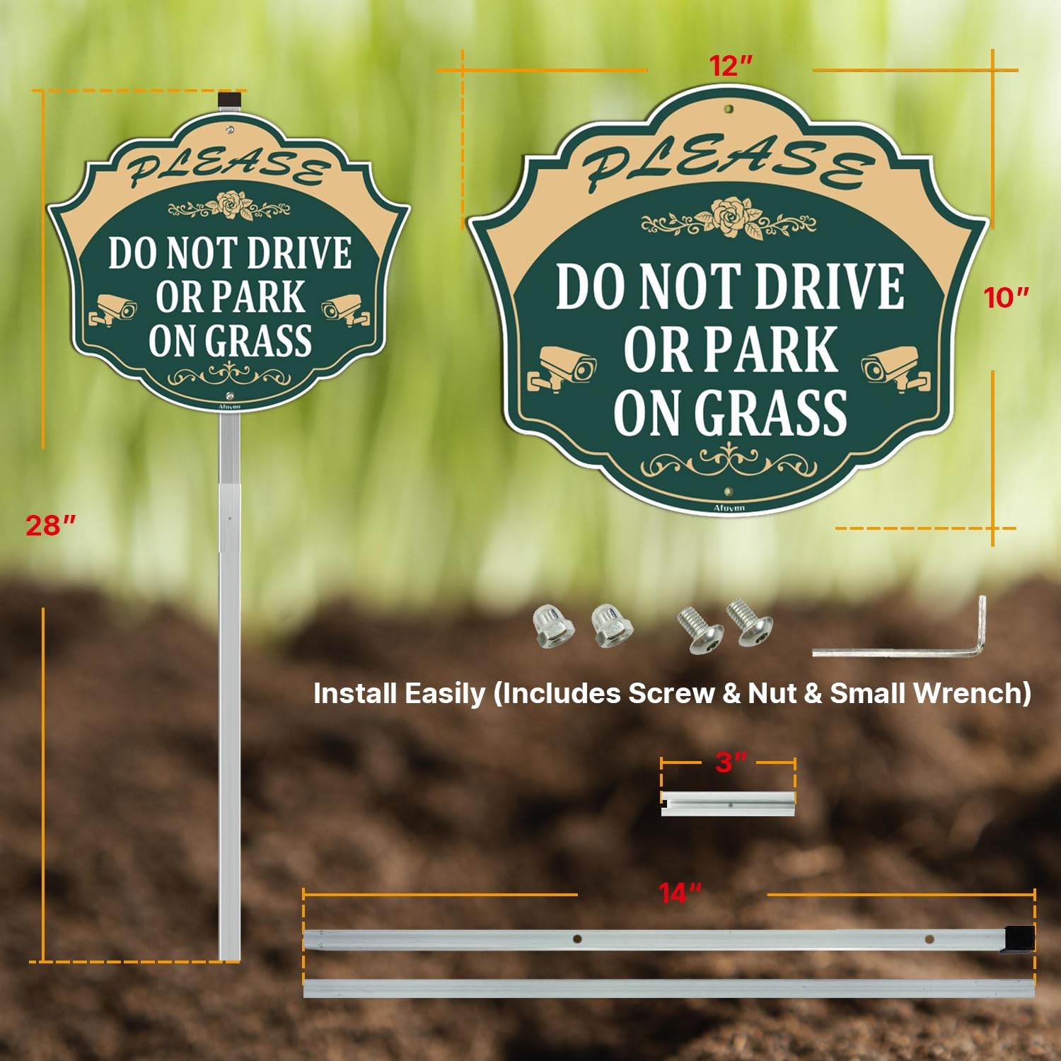Please Do Not Drive Or Park On Grass Yard Sign 12″ x 10″ Keep Off Lawn No Par…