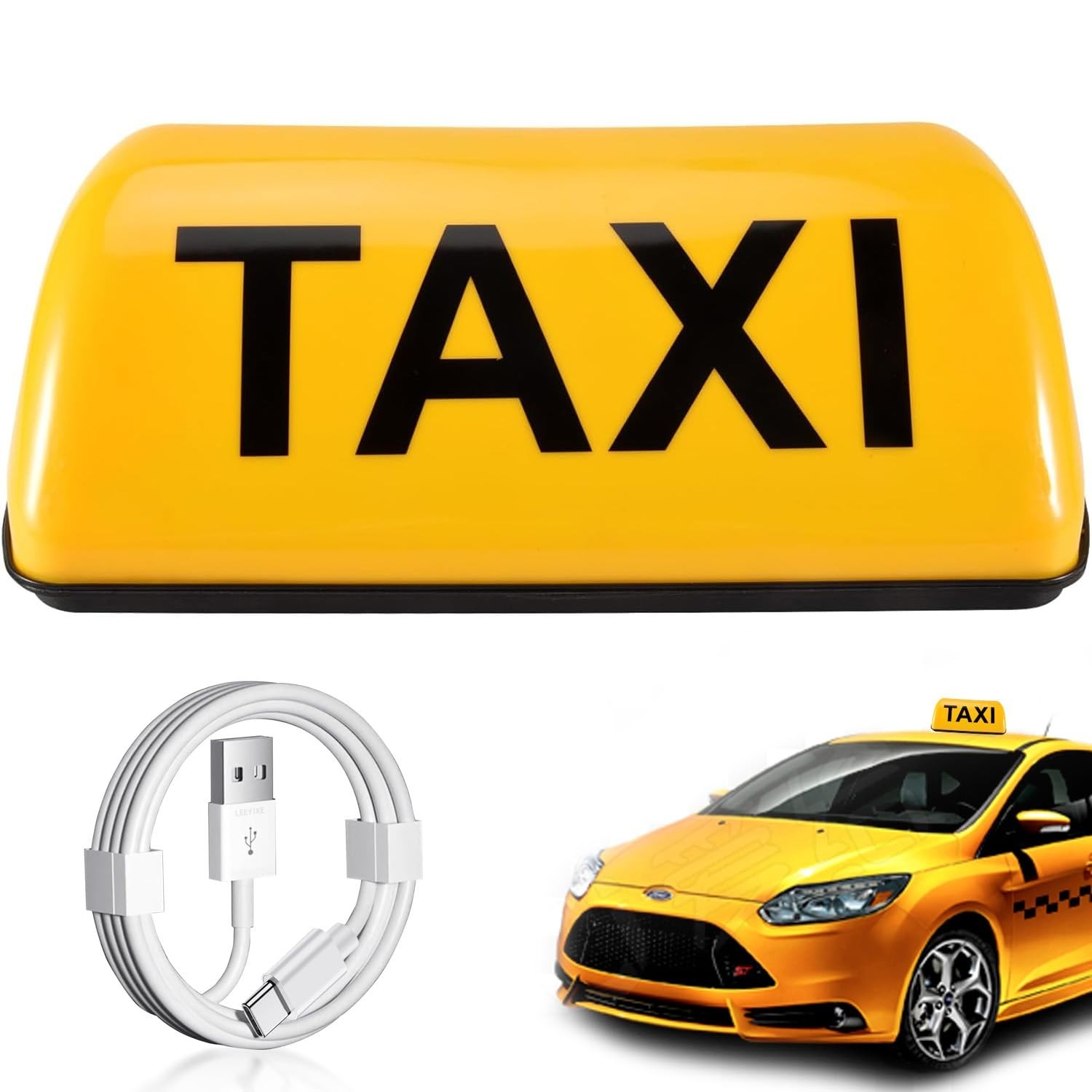 LED Taxi Roof Sign Light – Rechargeable Magnetic Cab Top Light with USB-C Cord,