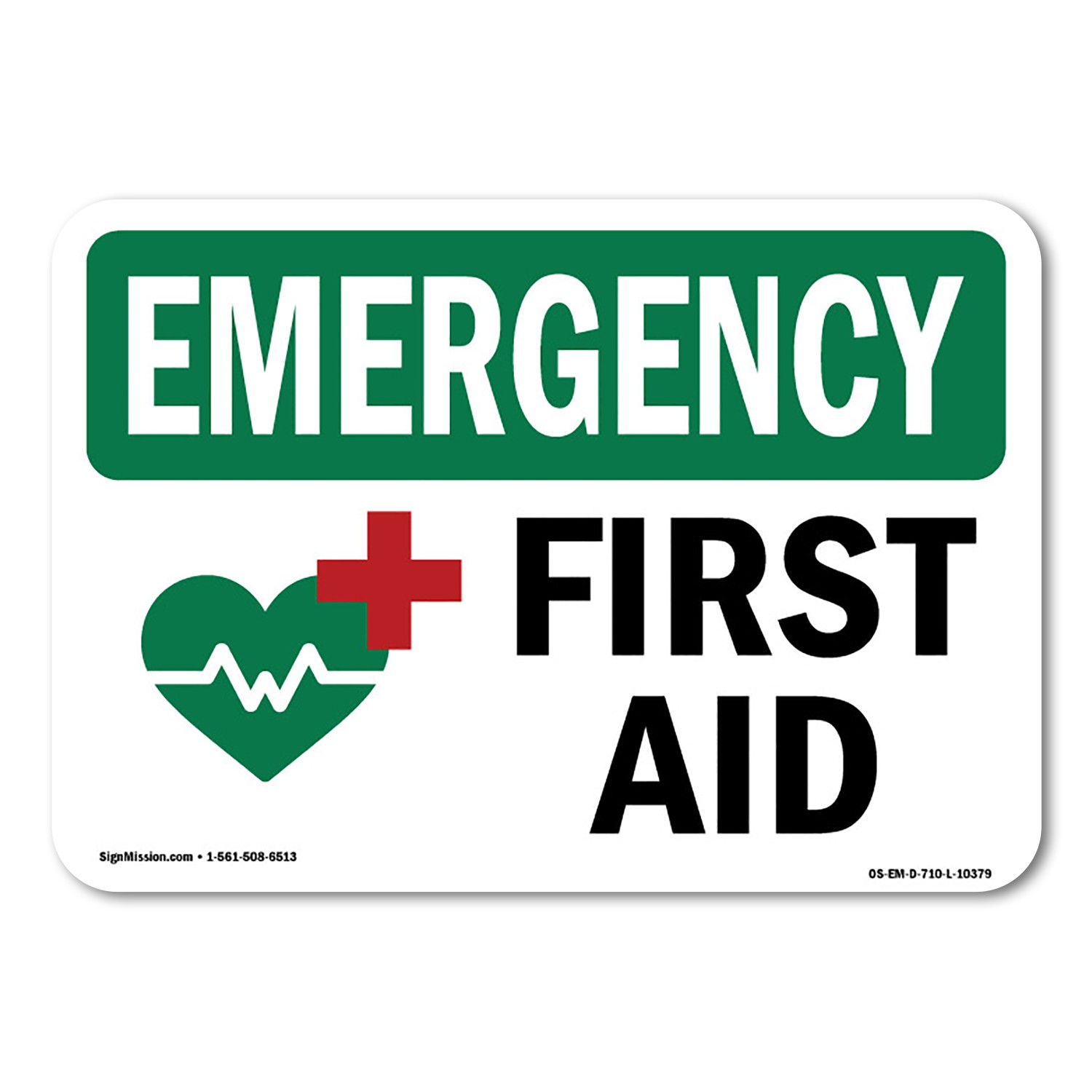 First Aid OSHA ANSI Emergency Sign Metal Plastic Decal