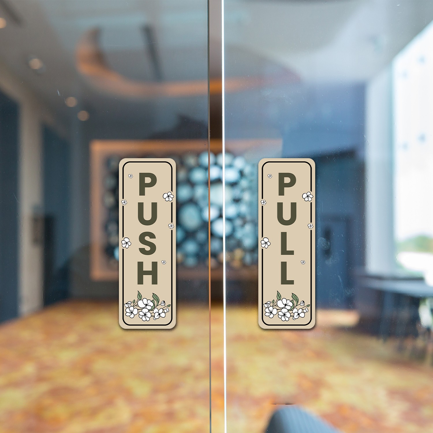 Signs ByLITA Vertical Push and Pull Door Signs (White Daisy Floral Design)