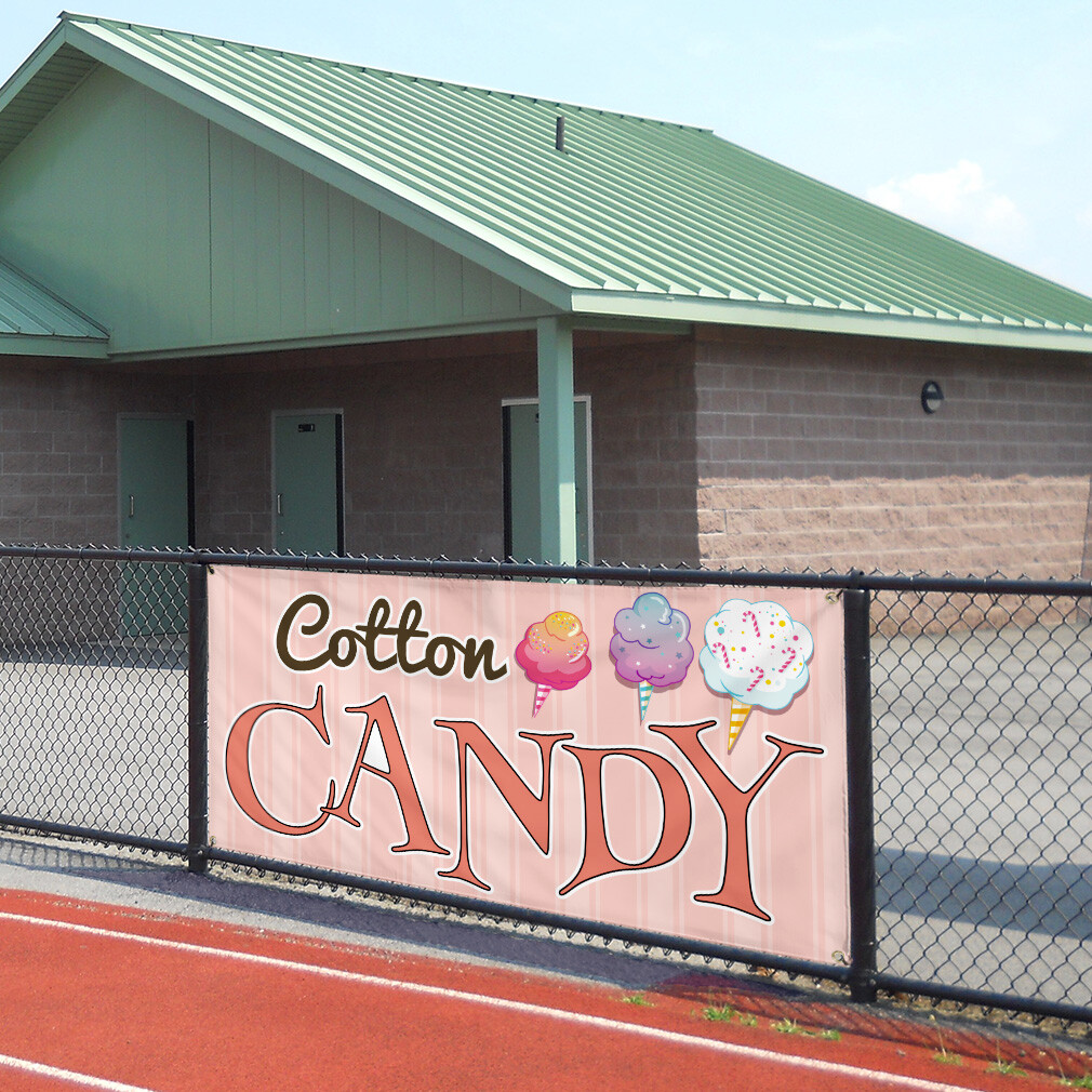 Vinyl Banner Multiple Sizes Cotton Candy Outdoor Advertising Printing A Retail