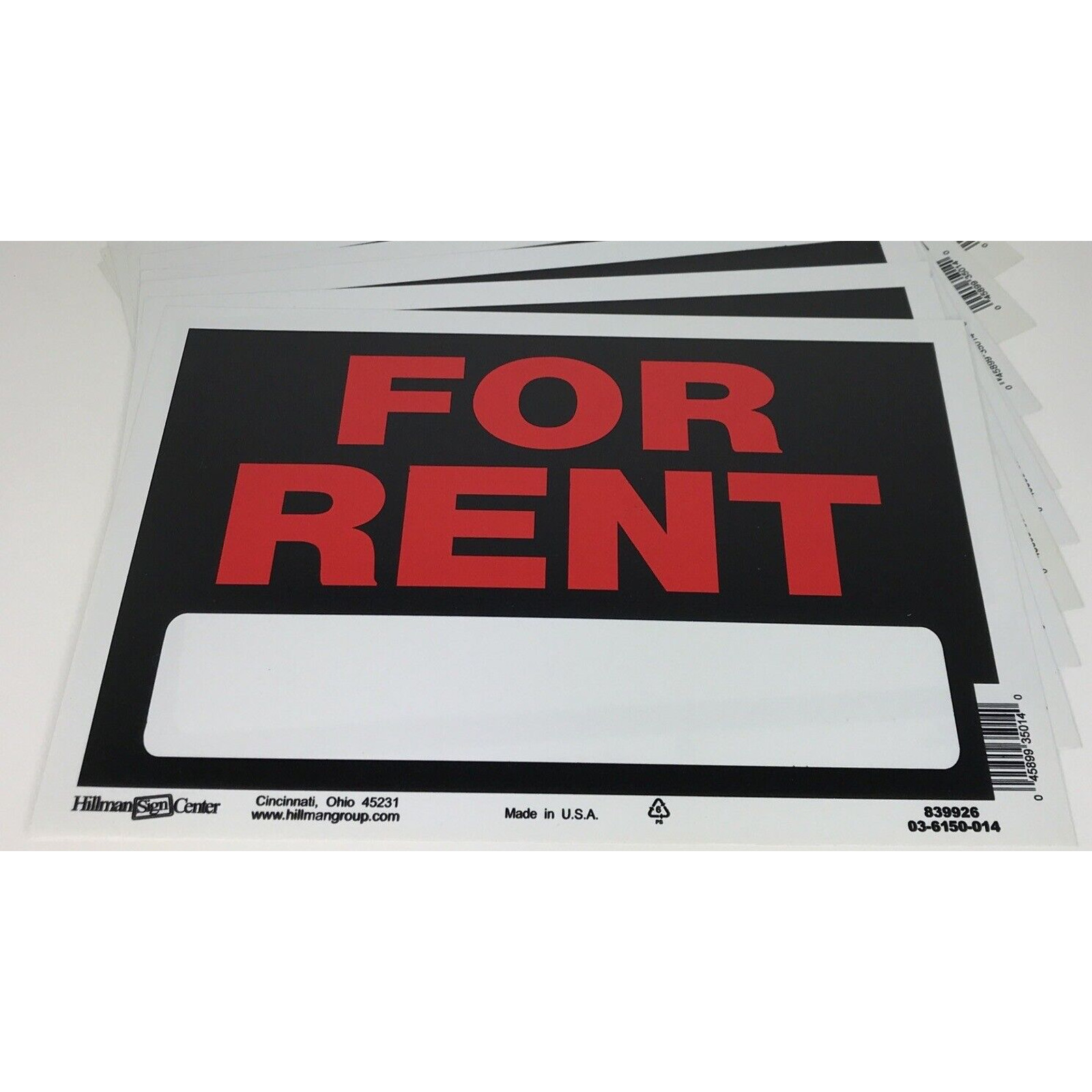 Lot/9 FOR RENT SIGNS by Hillman 8×12 Black RED White Durable Flexible Vinyl