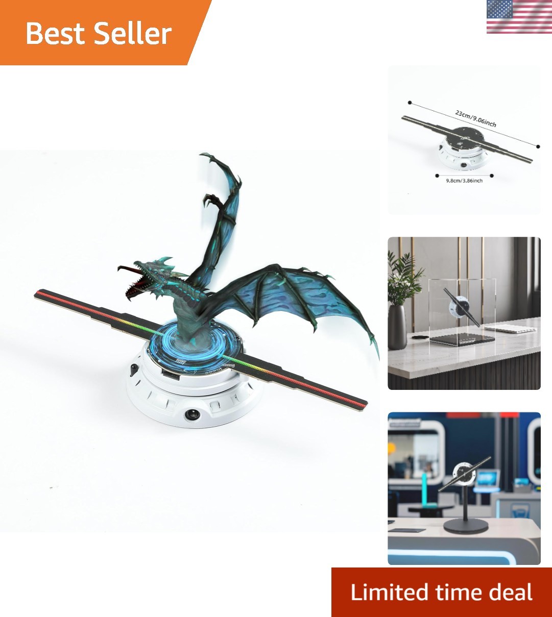 Sleek 9.1″ 3D Hologram Fan with Remote & App Control for Events & Exhibitions