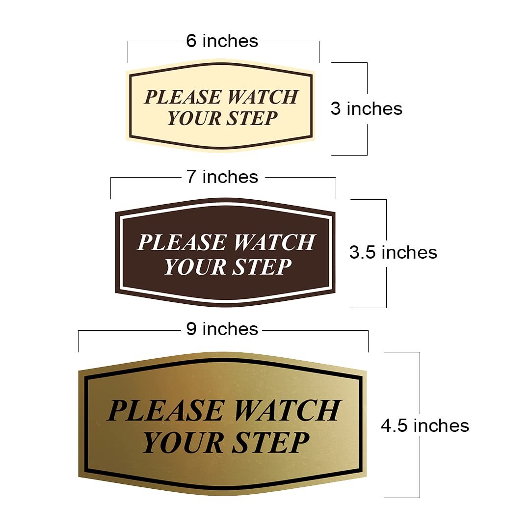 Small Fancy Please Watch Your Step Sign Blue and White for Business Office