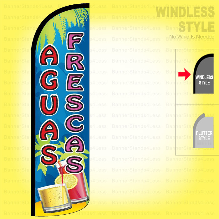 AGUAS FRESCAS – Windless Swooper Flag 3×11.5 ft Feather Banner Sign qFRS