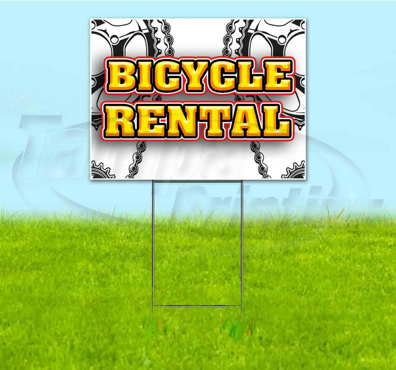BICYCLE RENTAL 18×24 Yard Sign WITH STAKE Corrugated Bandit USA BUSINESS BIKE