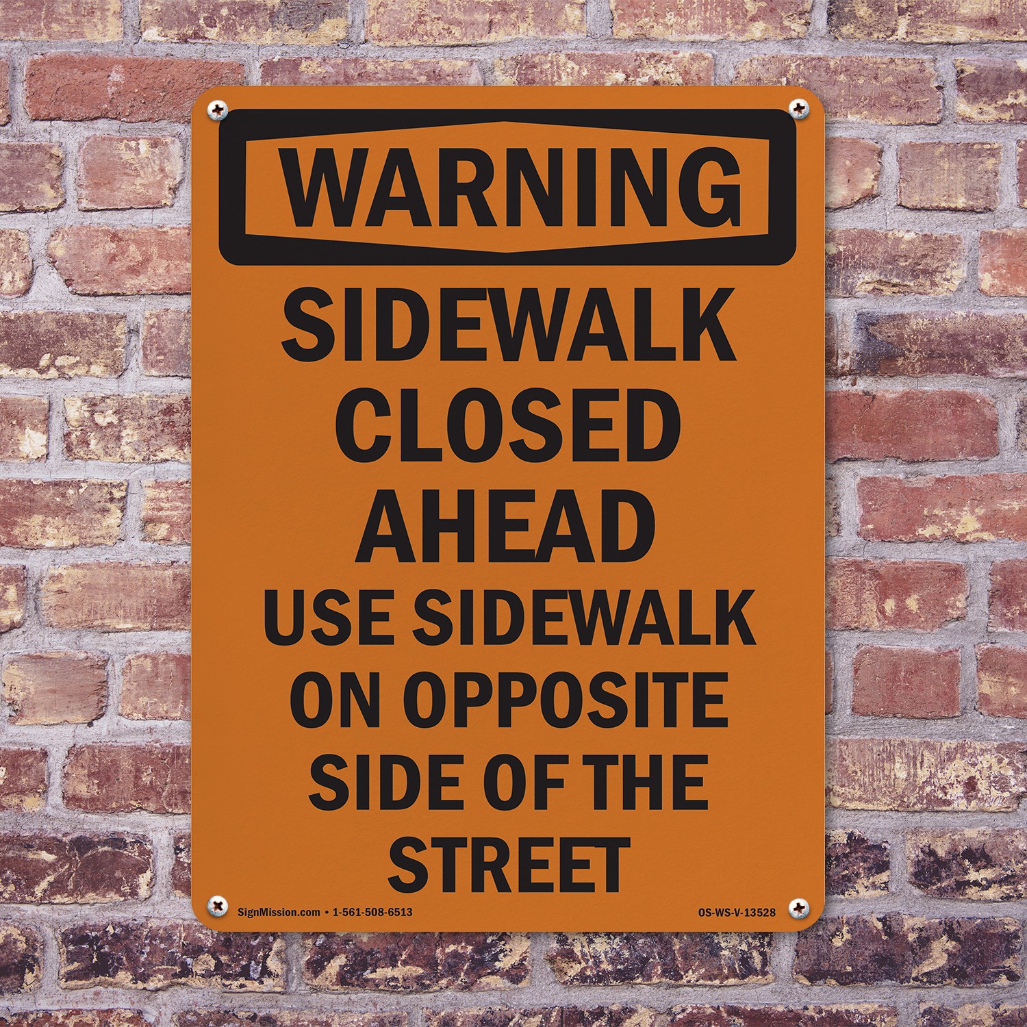 Sidewalk Closed Ahead Use Sidewalk OSHA WARNING Sign Or Decal – 5 or 10 Pack