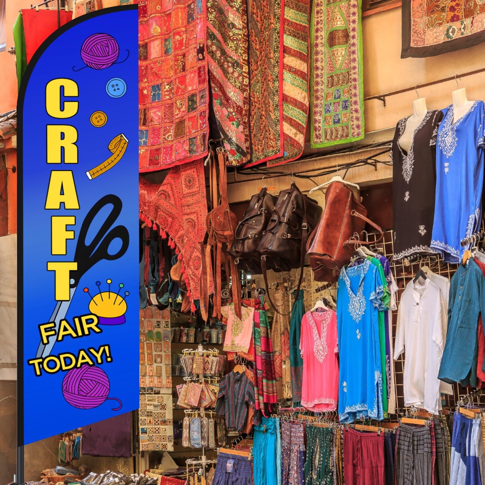 15ft Feather Flag Sign – Double Sided Advertising Banner for Craft Fairs, Far…