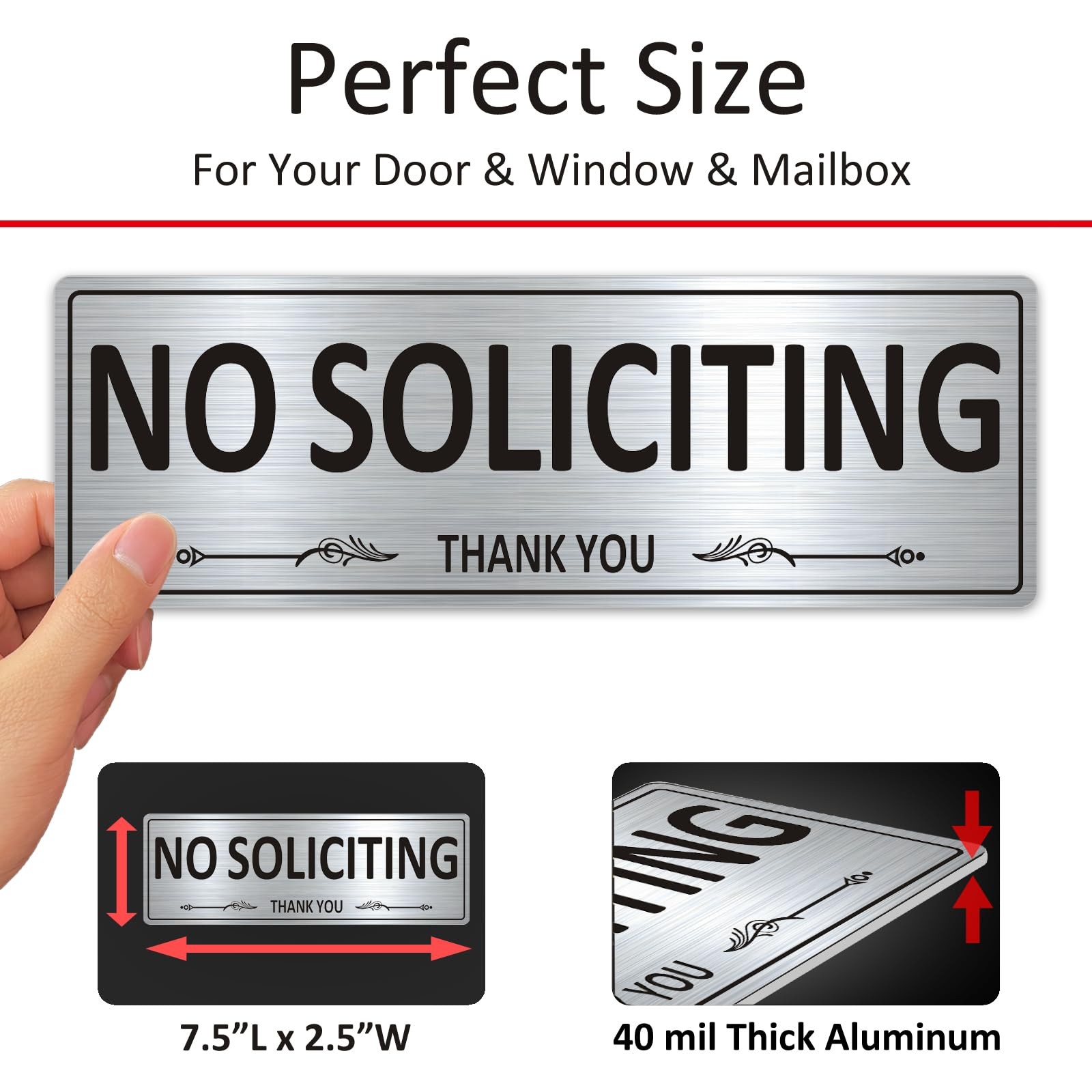 2 Pcs No Soliciting Sign Stickers for House Front Door Home Yards Windows Walls