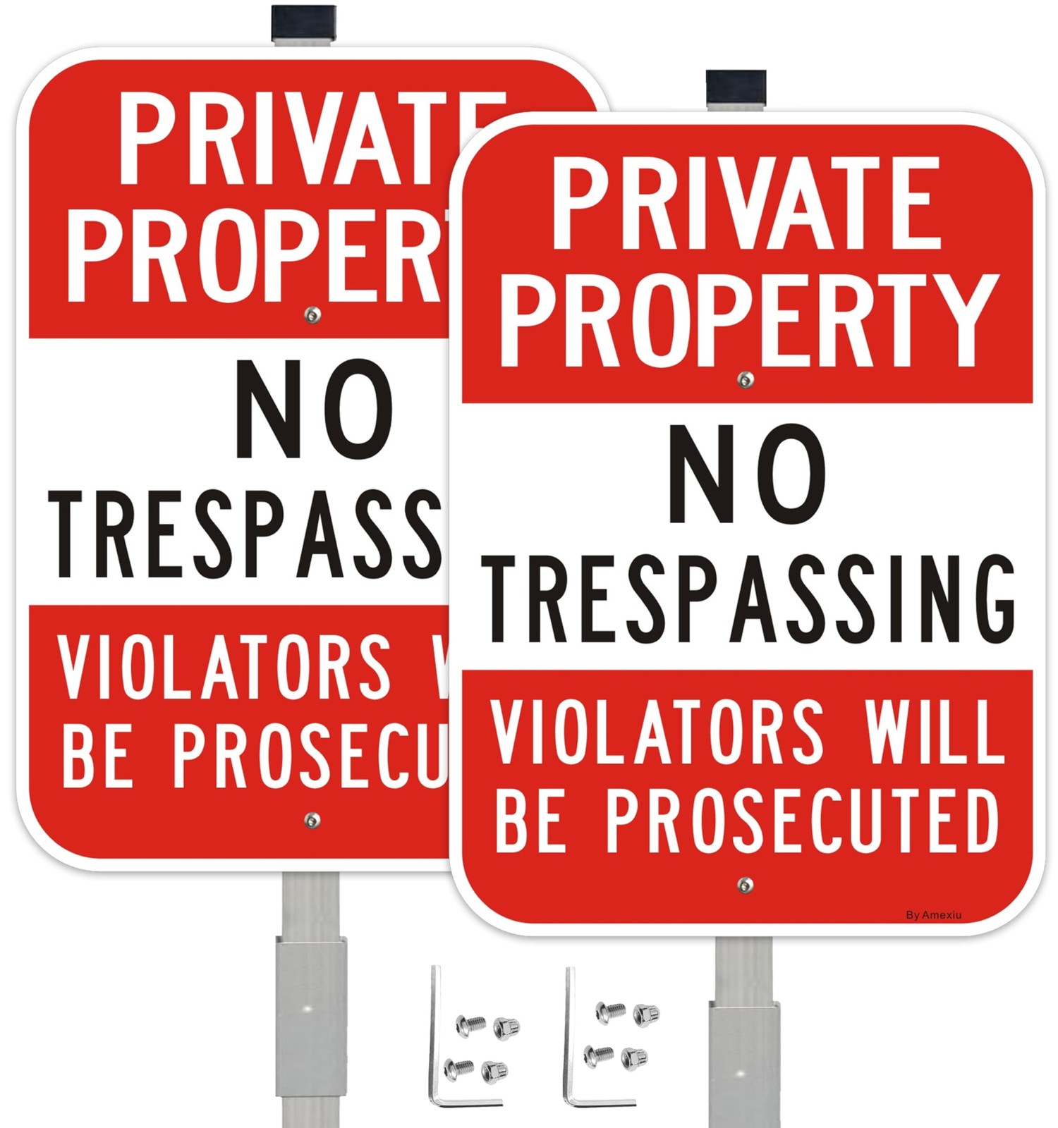 Large (2 Pack) No Trespassing Sign Private Property, 10 x 14 Inches Metal Sig…