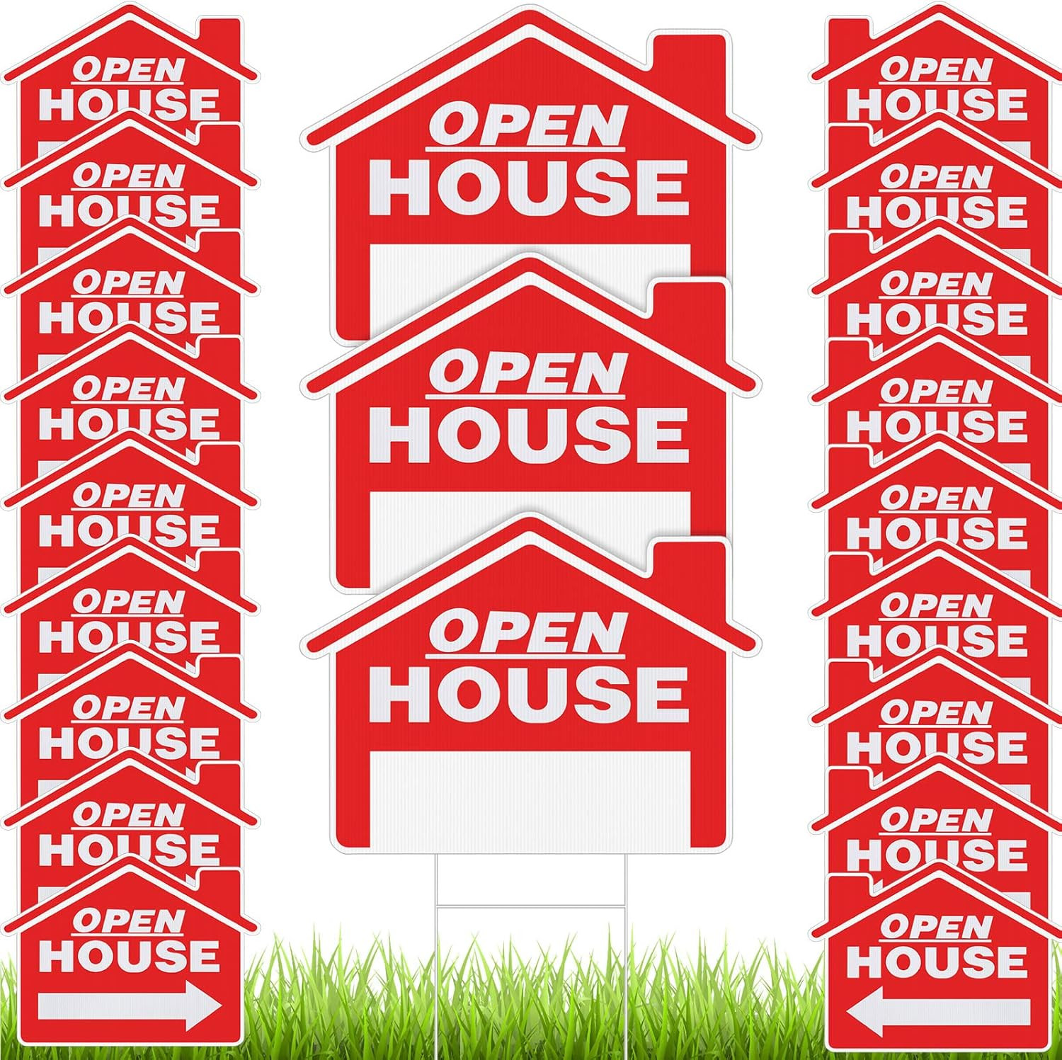 21 Pack Open House Signs for Real Estate – Directional Signs with Stakes, Outdoo