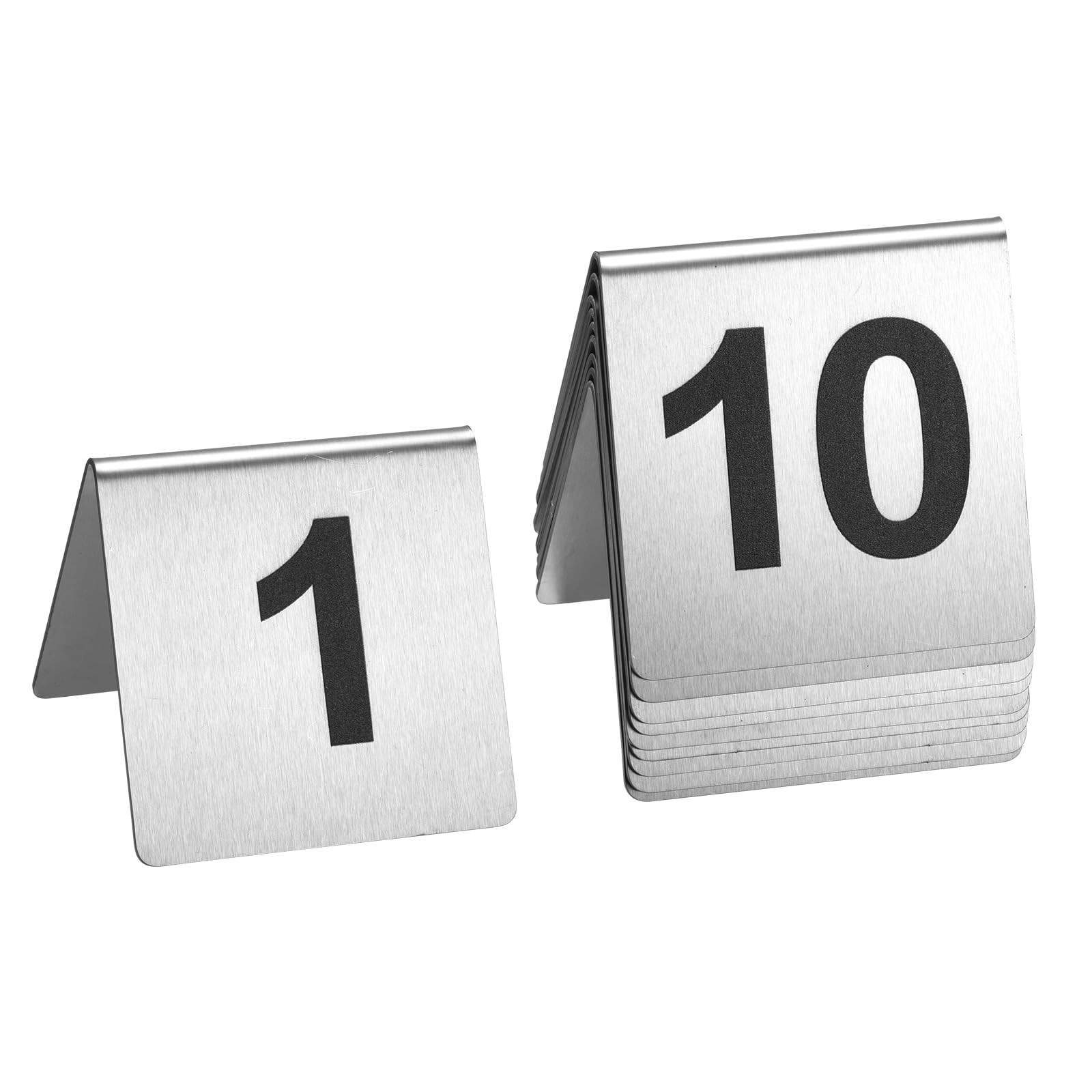 10 PCS Heavy Duty Stainless Steel Tent Style Table Numbers 110 Signs Metal