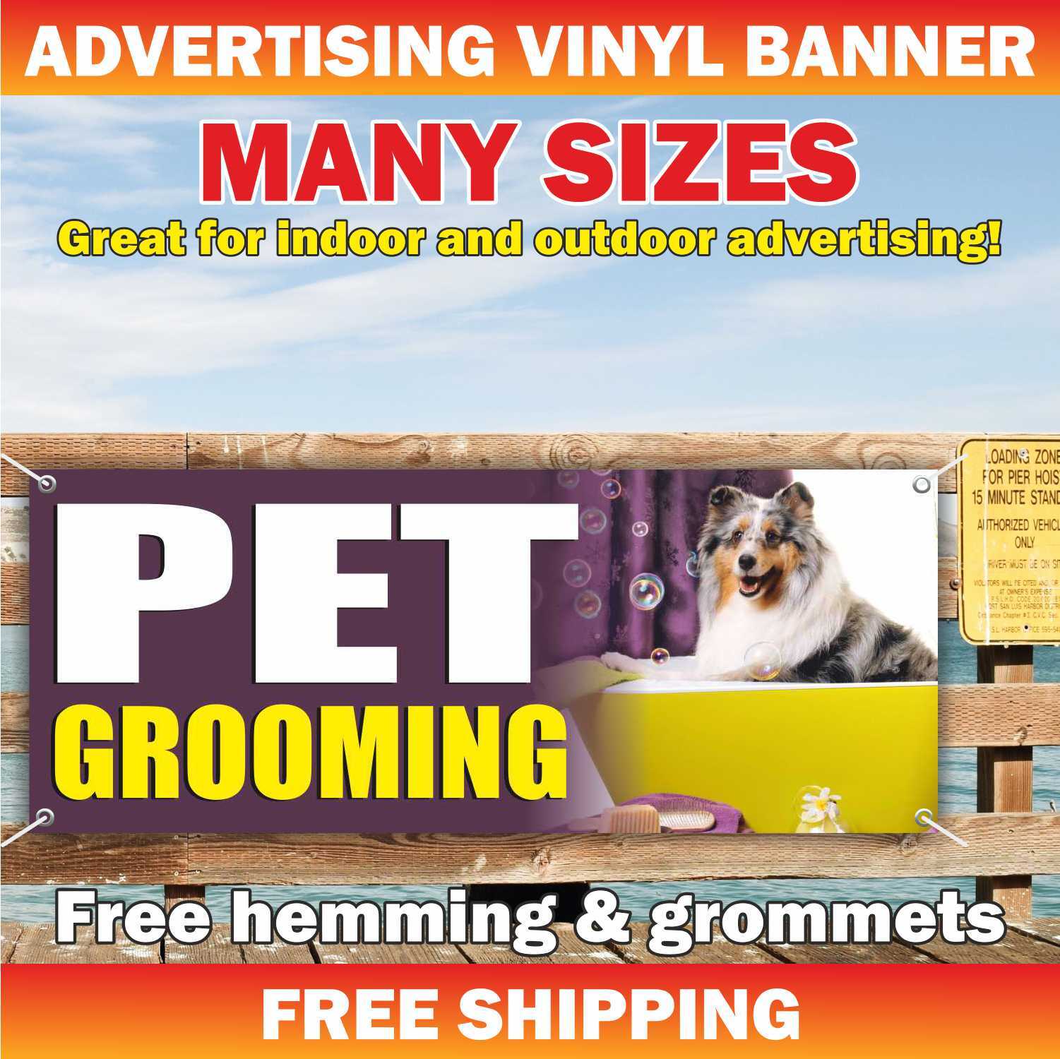 PET GROOMING Advertising Banner Vinyl Mesh Sign dog vets cut animal cats shop