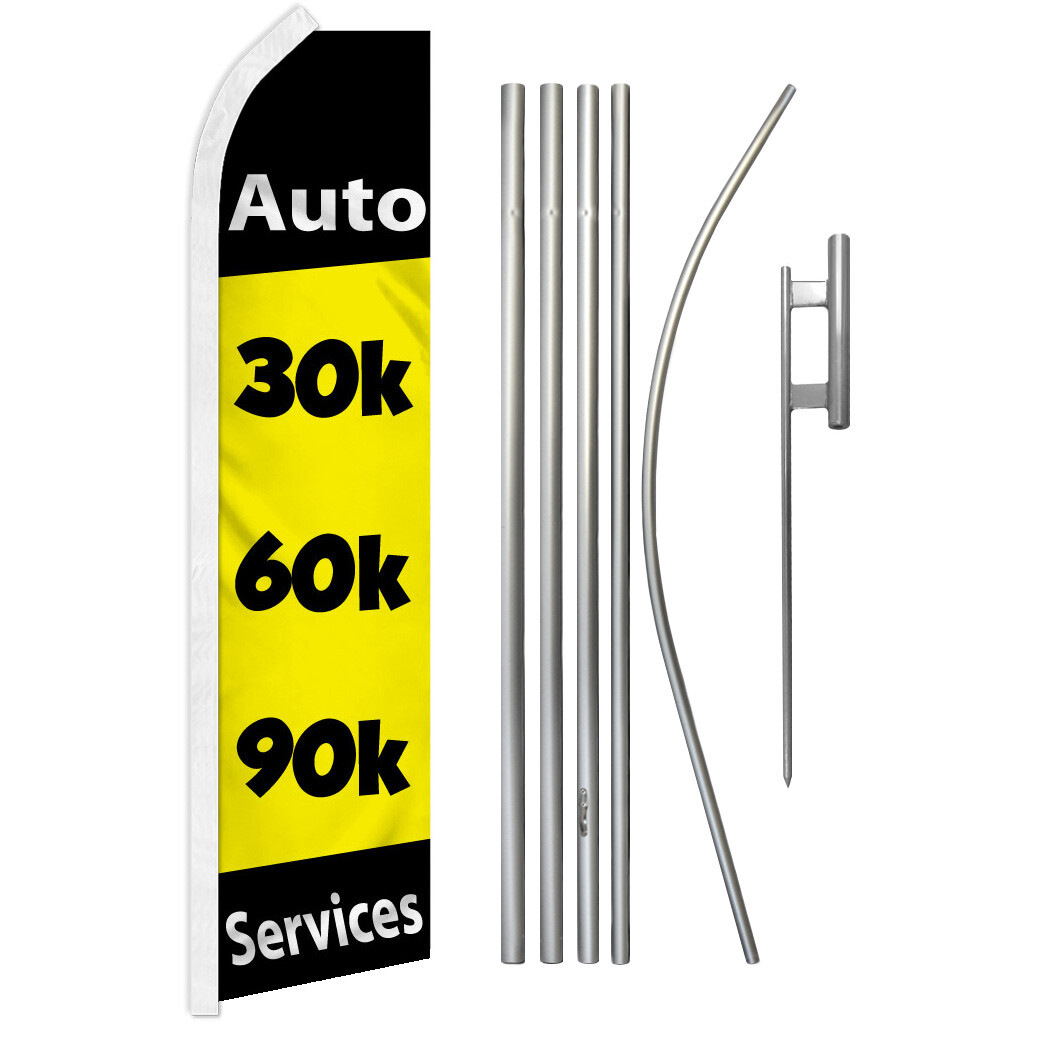 Auto Services Swooper Flutter Feather Advertising Flag Kit Mechanic Auto Repair
