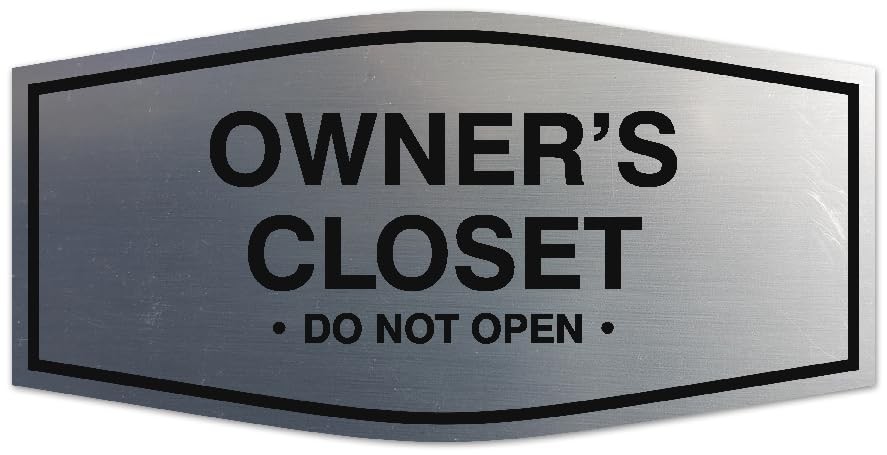 Small Brushed Silver Fancy Owners Closet Sign Foam Tape Decal Hotel Hosting