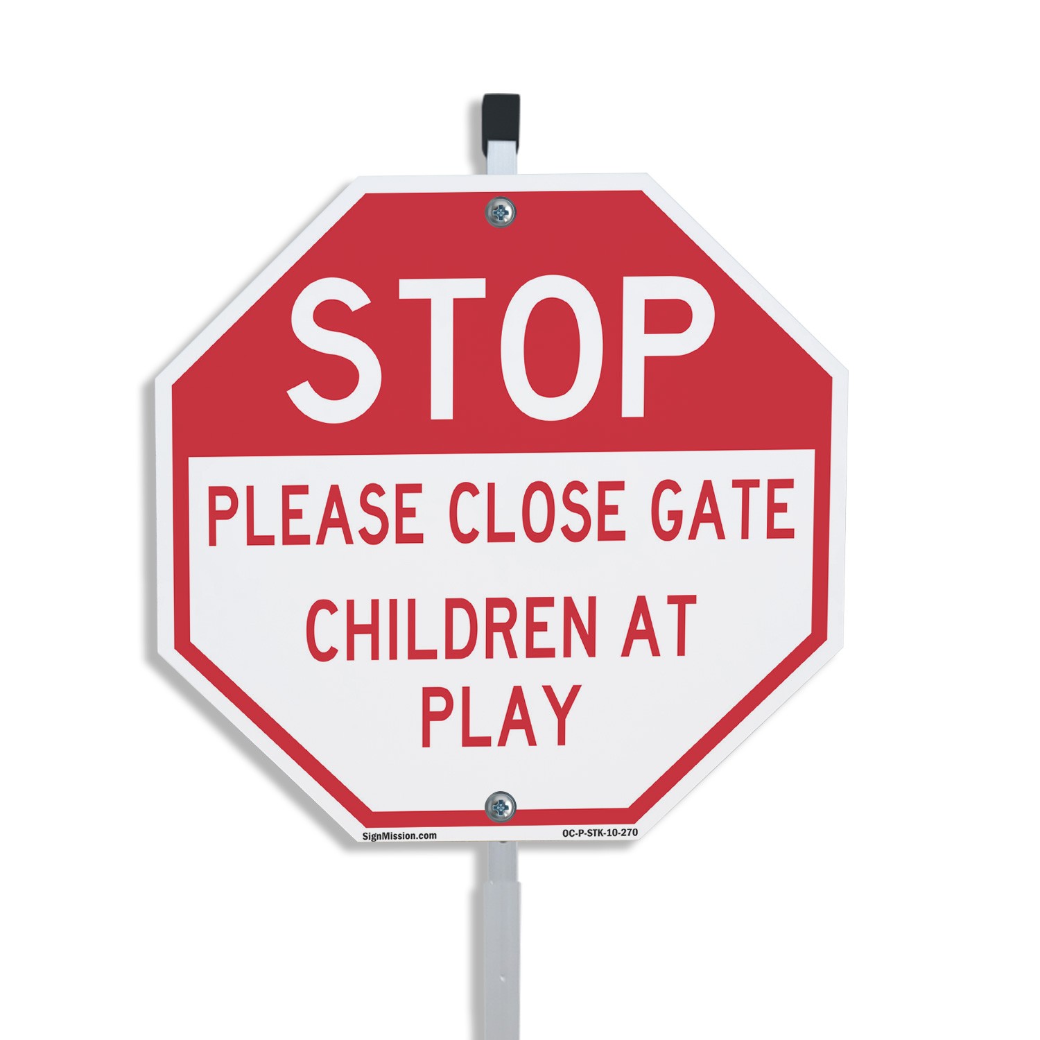 Stop Please Close Gate Children a Octagon Sign With Stake Weather Resistant